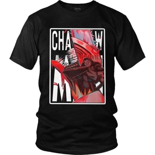 The Chainsaw Man Power T Shirt Men Short Sleeve 100% Cotton T-shirts Japan Manga Demon Hunter Denji Tee Graphic Tshirt