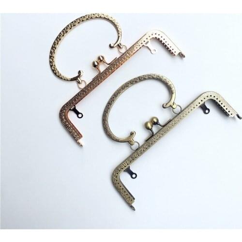 20cm big holder bronze gold pattern women metal bag clasp purse frame with handle 3pcs/lot