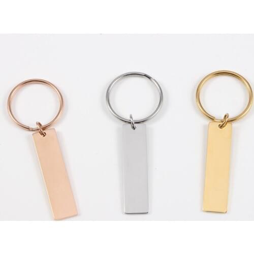 2pcs/Lot Stainless Steel Mirror Polish DIY Stamping Blank Rectangle Bar Keyring Key Chain Jewelry Findings