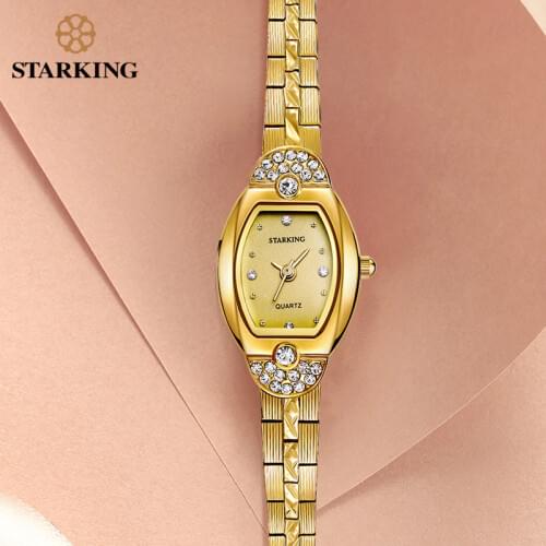 STARKING Woman Quartz Watch Stainless Steel Ladies Dress Bracelet Wristwatch Sapphire Crystal Wine Barrel Watches Gifts 2020 New