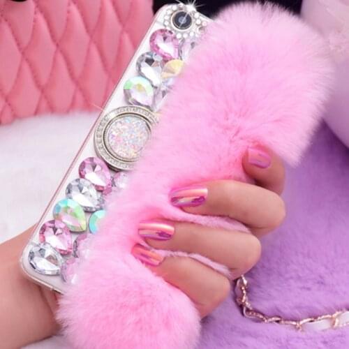For Samsung Galaxy J4 + J6 S20 S10 M30s Rabbit Fur Phone Cover For Samsung A21S A30 A40 A50 A70 A10 A20e A5 2017 A7 2016 case