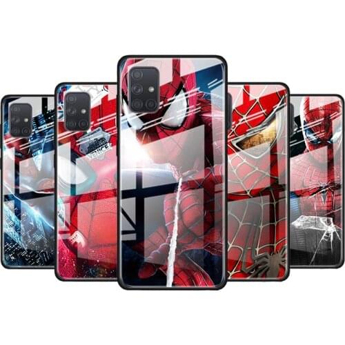 Spiderman Marvel for Samsung Galaxy S21 Ultra A71 A51 4G 5G A91 A81 A41 A31 A21 A11 A01 Tempered Glass Phone Case
