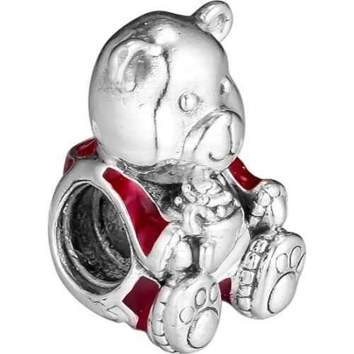 DIY Fits for Pandora Charms Bracelets Christmas Bear Beads 100% 925 Sterling-Silver-Jewelry Free Shipping