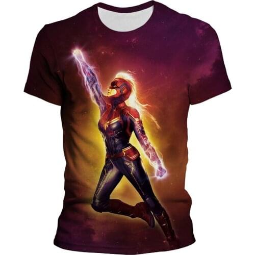 Captain Marvel Mens clothing 3D Print New Cool Boy Girl Child Oversized t shirt Summer Harajuku Women Short sleeve shirts
