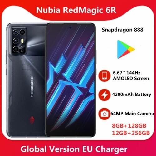 Global Version Nubia Red Magic 6R 5G Gaming Smartphone 6.67'' AMOLED 144Hz Screen Snapdragon 888 Octa Core 64MP Quad Camera
