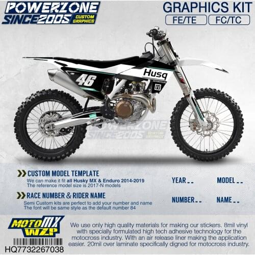 PowerZone Customized Team Graphics fluorescent Decals Custom Stickers For Husqvarna 2017 To 2019 FE TE FC TC 250 To 500cc 740