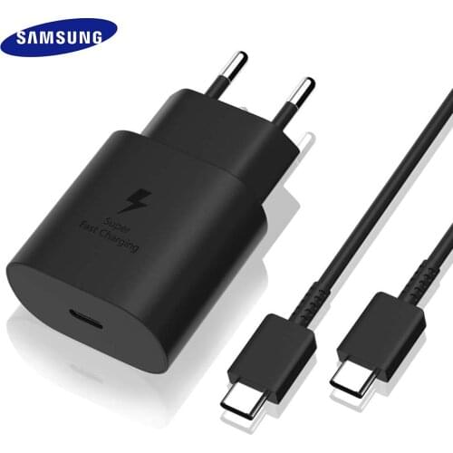 Samsung note10 25W EU US Super Fast Charging power adapter USB Type C Cable For Galaxy note 10 Plus 5G A90 A80 A70 A60 S10+ S9