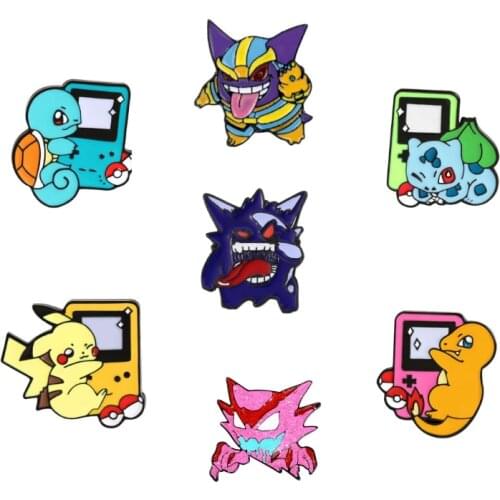 Kawaii Pokemon Brooch Badge Pikachu Cosplay Gengar Bulbasaur Charmander Haunter Squirtle Anime Collection Child Gifts
