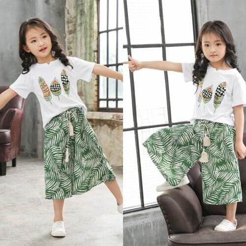 Summer 2021 Baby Girls Clothes Sets Outfits Kids Clothes Short Sleeve +Pants 2Pcs Floral Set Children Clothing Set 3-12Years