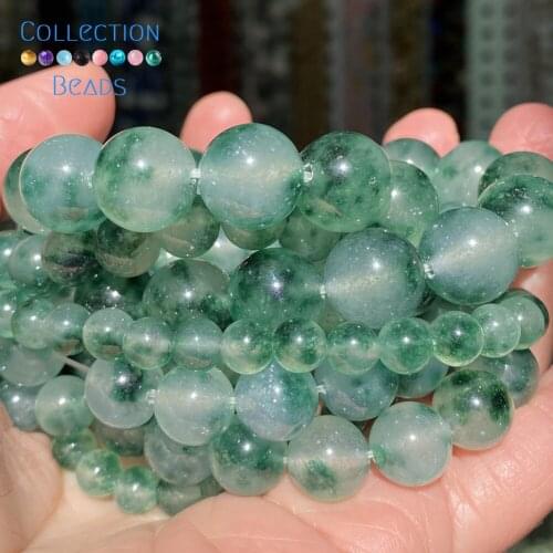 Natural Green Chalcedony Stone Spacer Round Bead For Jewelry Making 6-12 MM DIY Bracelets Accessories Wholesale