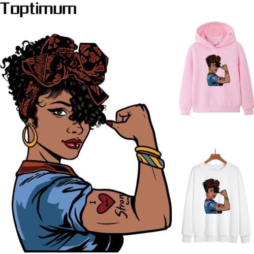 Cool Africa Black Girls Heat Transfer Patches Applique Fashion women Thermo Stickers On Cothes Iron On Patches For Clothing