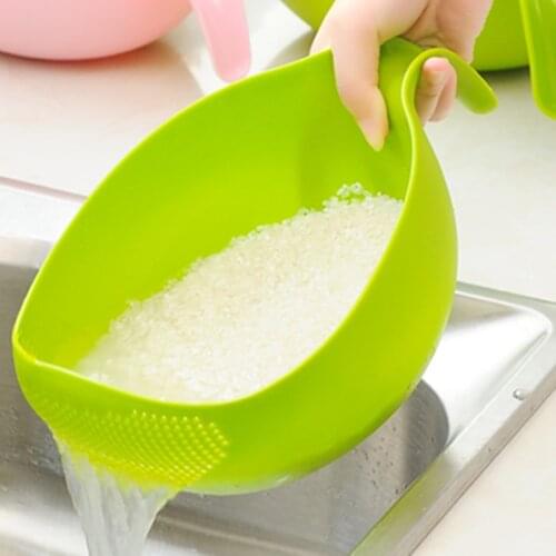 Kitchen Rice Bowl Plastic Fruit Bowl Thick Drain Basket with Handle Washing Basket for Home Kitchen Supplies mx9121007