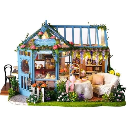 Dollhouse Miniature with Furniture, DIY Wooden Dollhouse Kit Plus Dust Proof & Music Box , 1:25 Tiny House Building Kit