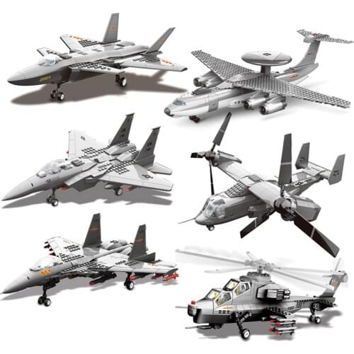 Airplane Helicopters Plane Aircraft Model sets bomber aircraftsman Building Blocks Military SWAT team Gunship Kids toys WW2 idea