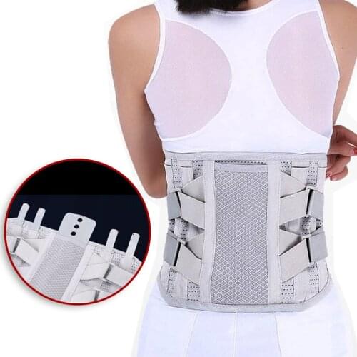 Adjustable Tourmaline Self Heating Steel Bone Lumbar Waist Support Belt Brace Back Orthopedic Posture Corrector Belt 3PCS Pad