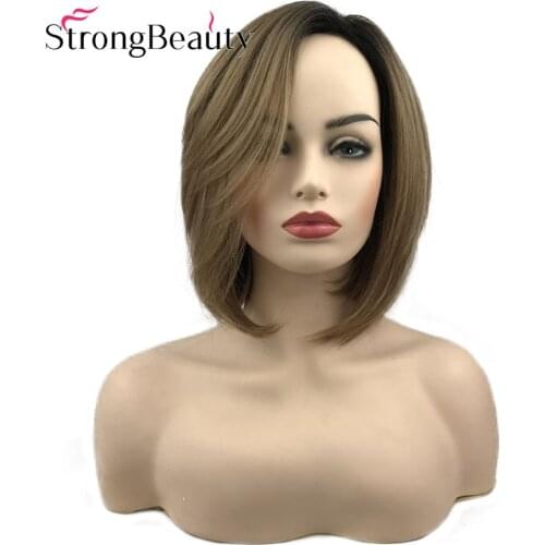StrongBeauty Short Natural Layered Cute Straight Blonde Wigs Heat Ok Synthetic Wig Womens Daily Hair
