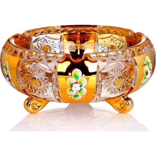 Crystal glass ashtray personality trend multifunctional living room ashtray men enamel wear-resistant easy to clean