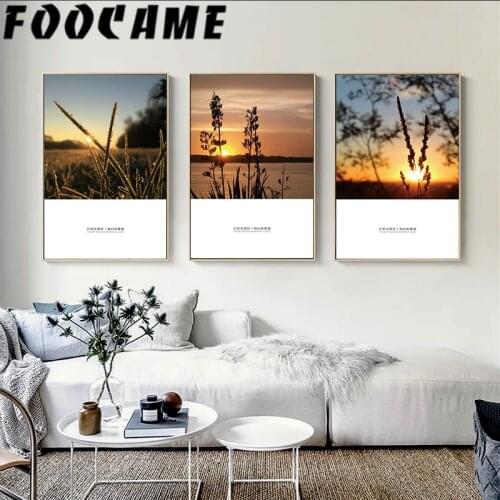 Landscape Natural Grassland Sunset Pictures Wall Art Canvas Painting Decoration Poster Nordic Modern Home Print Living Room