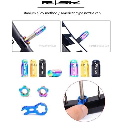 Tapa de válvula de neumático de bicicleta, 2 unids/caja, ligera, aleación de titanio, cubierta antipolvo para boquilla de aire