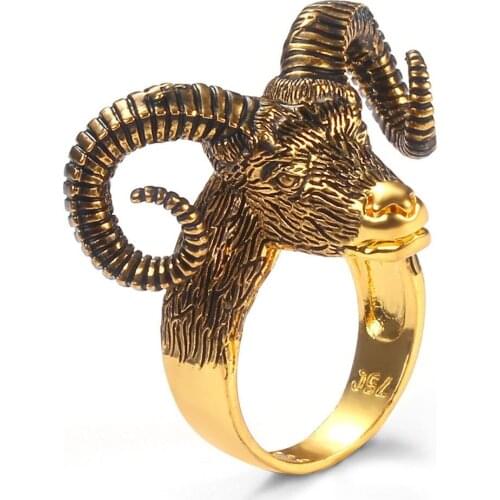 Satan Goat Head Rings Men and Women Punk Rock Ring Biker Jewelry