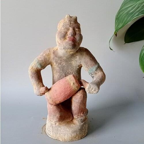 Old Tang Three-colored Pottery Figurines Rapper Artist Statue, Playing Drums