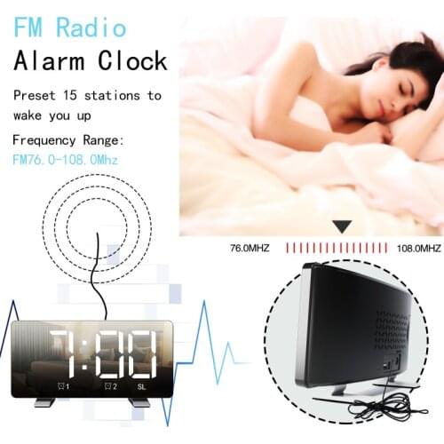 LED Radio Alarm Clock Creative Snooze Electronic Clock USB Charging Digital