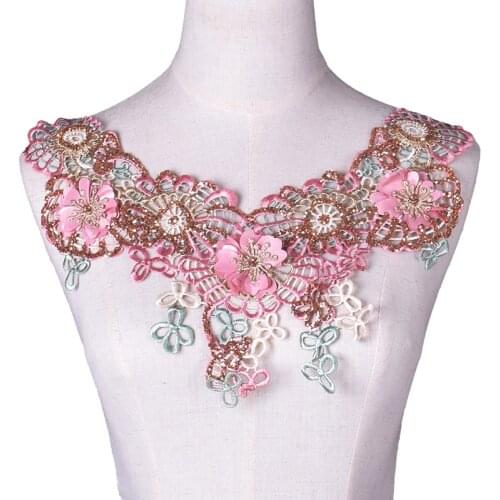 Vintage Womens Pink False Fake Neckline Collar Necklace Shawl For Cloth Dress Scrapbooking