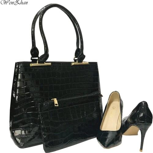 Nice Black Color Pointed Toe High Heels Shoes Matching Women Fashion Big Handbag Good Quality Hot Selling In 6Colors 36-43