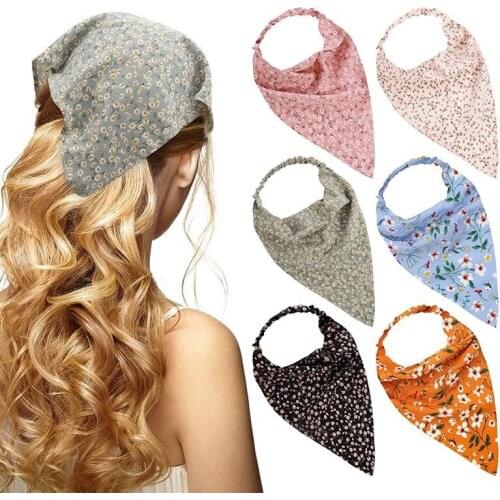 Hair Scarf Women 2021 New Spring Summer Floral Printed Bandanas Elastic Hair bands Headbands Headwear Grirsl Hair Accessories