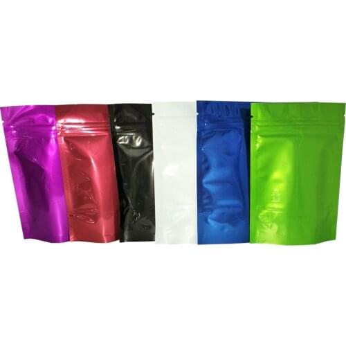 100Pcs Colorful Stand Up Aluminum Foil Zip Lock Packaging Bag Dry Flower Tea Nuts Resealable Mylar Foil Zipper Packing Pouches