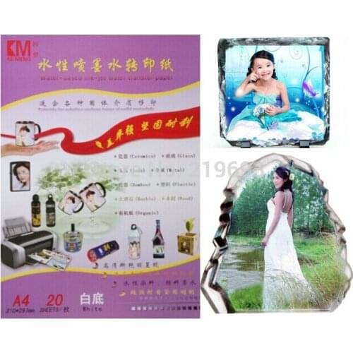 20 pieces/lot) A4 size Water-based Ink-jet Water Slide Decal White Background Paper