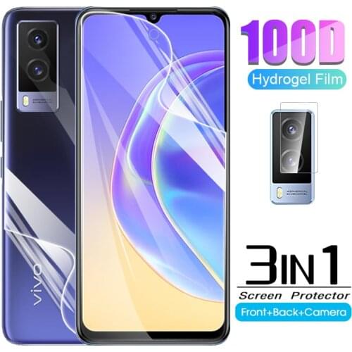 3-in-1 hydrogel soft film for vivo v21e 5G lens front back screen protector for vivo v21e v 21e v21 e 5G safety glass films