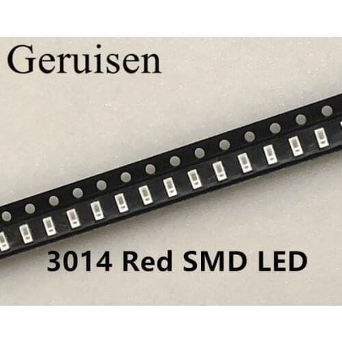3014 SMD LED Chip RED Ultra Bright 0.1W 6-8LM 30mA 3V Surface Mount Chip Light Emitting Diode Lamp SMD LED Bead/50PCS
