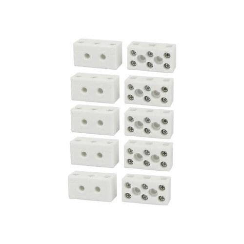 250V 10A 3 Position 8 Hole Ceramic Terminal Blocks Wire Connectors 4pcs