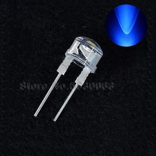 50pcs/lot 8MM 0.5W straw hat Blue LED light emitting diode bright F8 DIP Lamp beads astigmatism Water clear