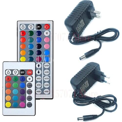 10PCS 12V 2A EU US Power Adapter Remote Controller IR 24Key 44Key For SMD 5050 3528 Led Strip