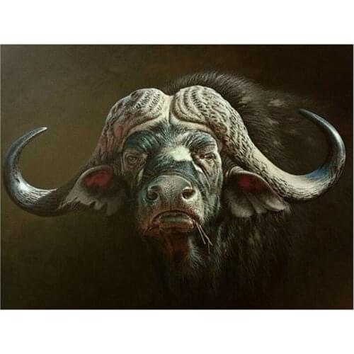 5D DIY Square/Round Diamond Painting Bison Buffalo Diamond Mosaic Embroidery Home Decoration Children New Year Gift HR5467