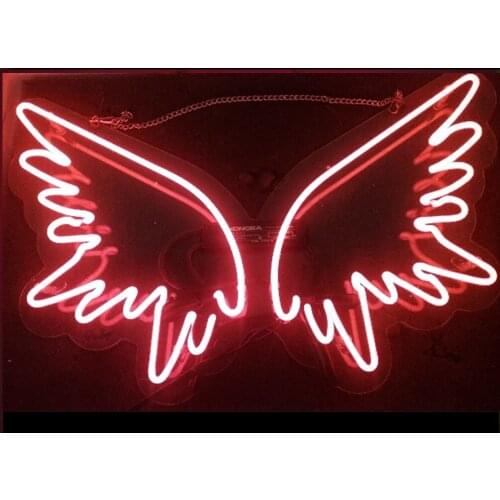 Angel Wings Red 14"x10" Custom Acrylic Neon Light Lamp Sign Beer Bar Handmade Real Glass Decorate Pub Home Wall Room Decor Club