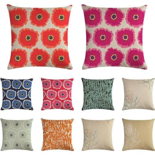 Cushions Covers Fashion Cotton Linen Flower Pattern Throw Pillow Seat Car Home Sofa Bed Decorative Pillowcase for Sofa ZY1338