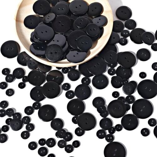 Black Resin Sewing Clothes Buttons Plastic Scrapbooking Round Two Holes Buttons DIY Sewing Craft Shirt Apparel Accessories