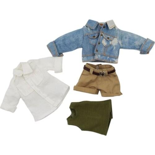 DBS Blyth icy 1/6 doll clothes white and blue jean coat ans short girl gift