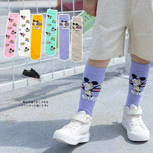 Disney Baby girl socks cartoon Mickey children heap socks boy knee high socks kids cotton Middle tube tide sock students sock