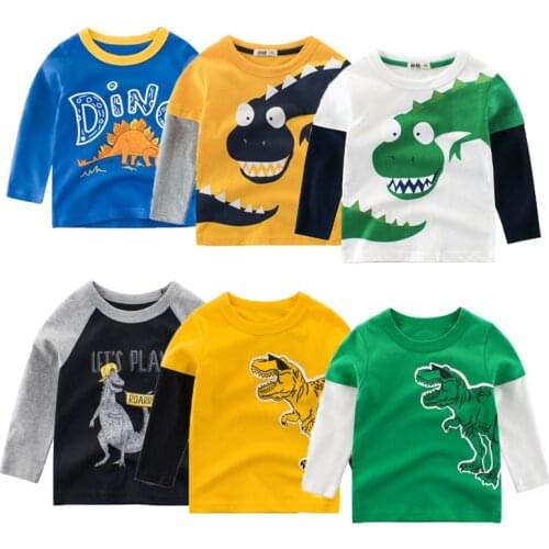 Boys T Shirts Autumn Long Sleeve Cotton Tops Kids Dinosaur Sweatshirt Children Boy Shirts Clothing Boys Clothes