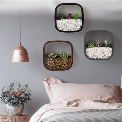 Geometric Wall Hanging Flower Plant Pot Iron Succulent Wall Vases Hangers Planter for Home Garden Yard Decor ALI88