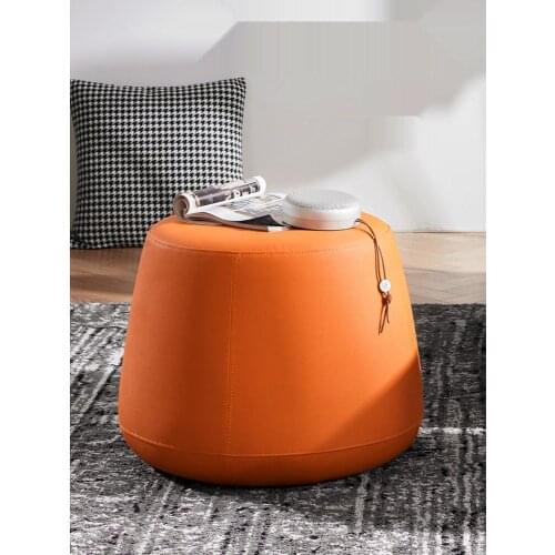 GY KUKa Sofa Stool Footstool Leather Stool Small Stool Home Living Room Fashion Creative Lazy Small Bench round Stool XJ