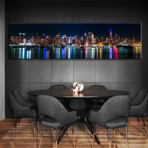 Skyline Of Manhattan Canvas Art Prints Night View Of New York City Posters And Prints Canvas Painting For Bed Room Cuadros Decor
