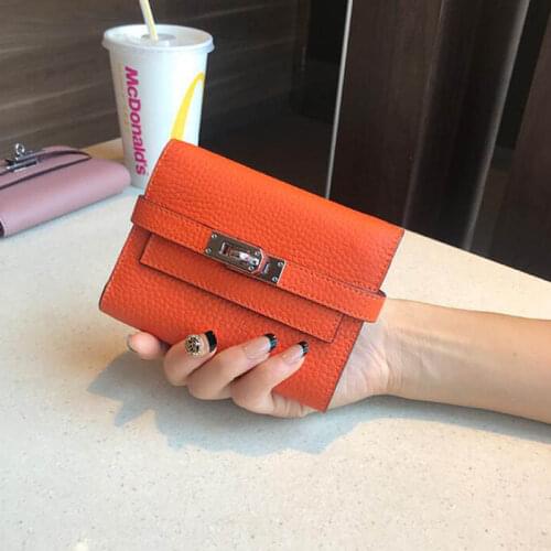 LOMANTINA New Luxury Design Womens Genuine Leather Wallet Ladies Short Purse Clutches Card Holder Womens Wallets and Purses