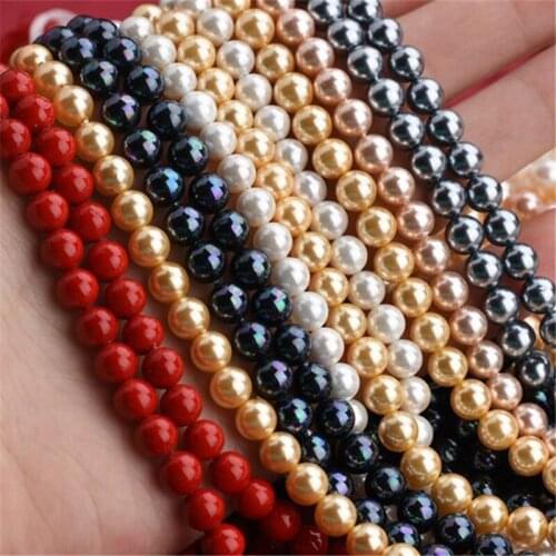 Colorful Shell Pearl Beads Round Loose Spacer Beads For DIY Jewelry Making Charms Bracelet Accessories 15'Strand 4/6/8/10/12mm
