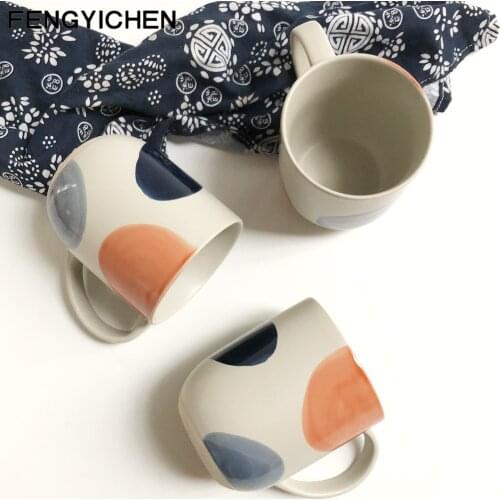 Creative Vintage Coffe Mug Large Breakfast Milk Ceramic Mugs Friends Heat Resistant Hand Painted Afternoon Tea Drinkware Cups