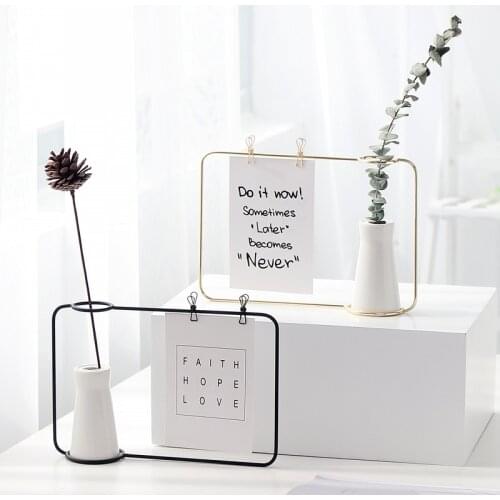 Creative Iron Photo Frame Stand Postcard Clip Holder Home Decor Fashion Design Family Friends Photo Frame Figurines Miniatures